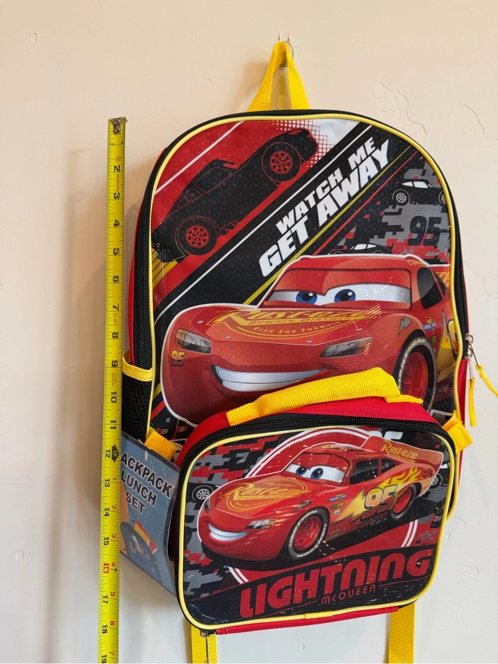DISNEY Lightning McQueen Cars Backpack & Insulated Lunch Bag Set